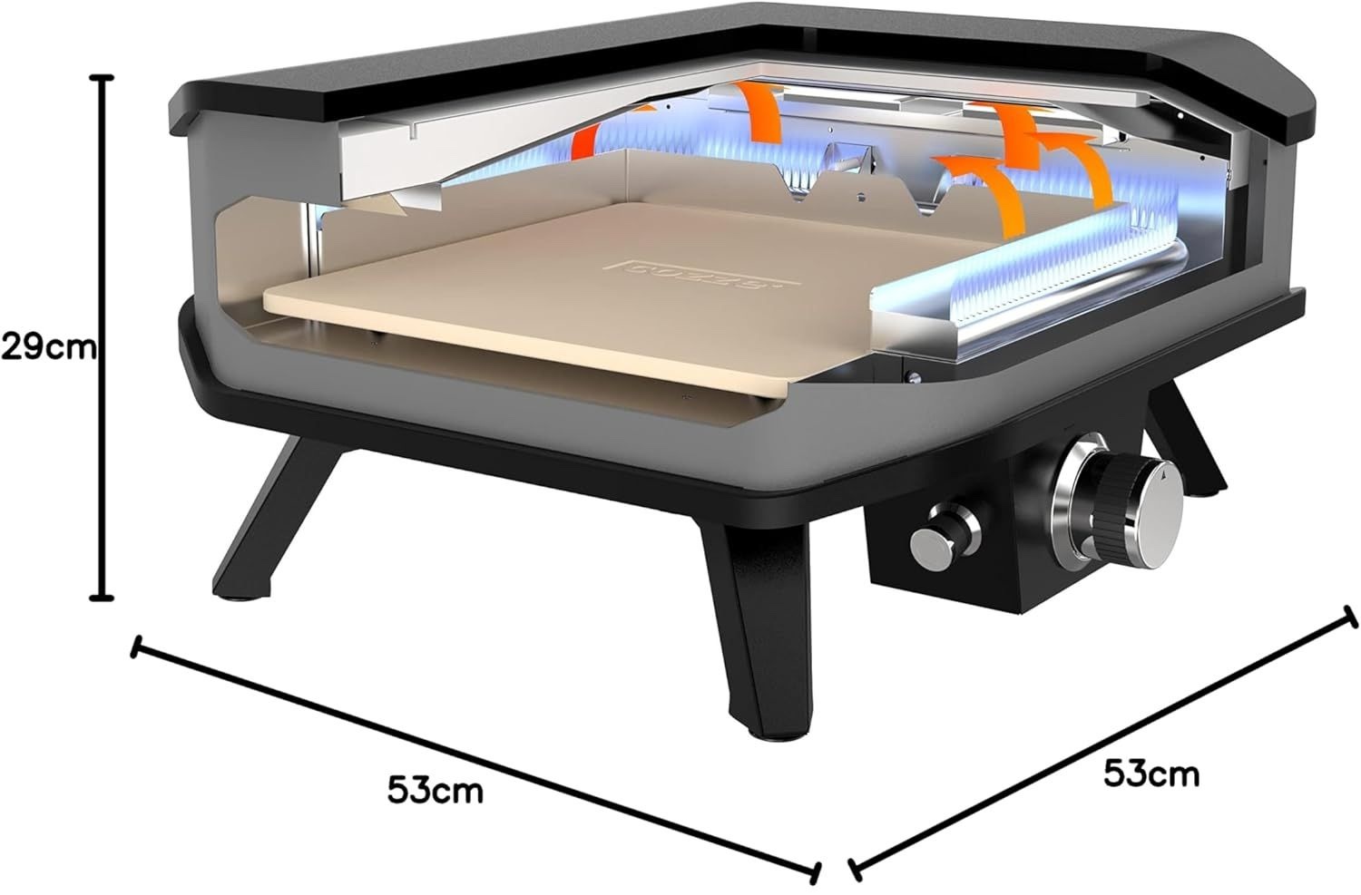 Pizza oven dimensions 53x53x29cm