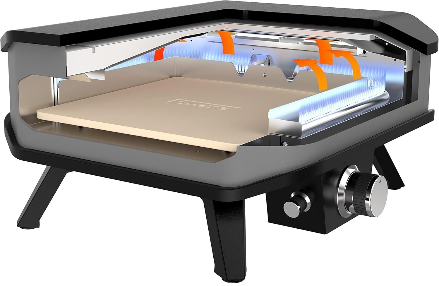 Convection heating system inside the 13-inch gas pizza oven Ireland